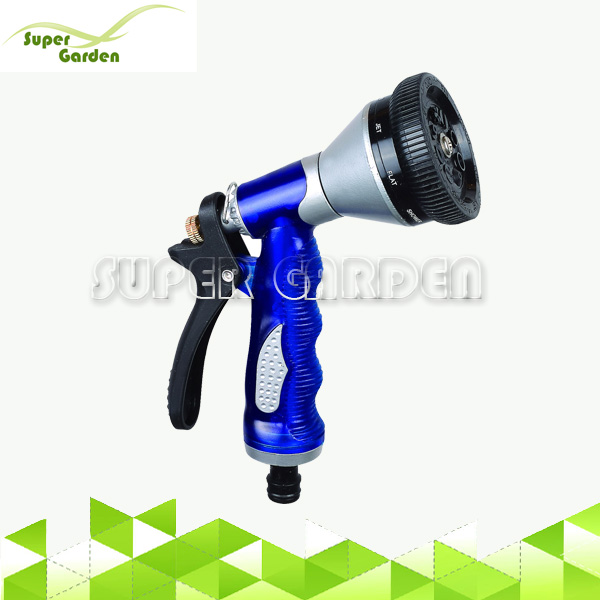 SGG5211 Heavy Duty variable flow control soft grip metal garden car wash water 8 pattern spray gun Hose Nozzle