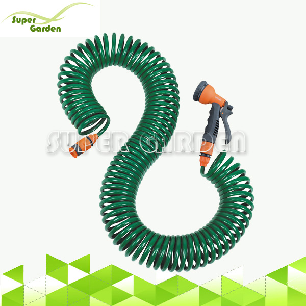 Garden EVA coil water hose with 7 functions trigger nozzle