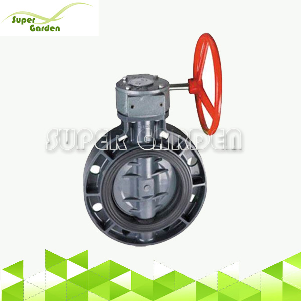 SGF9703 Full sizes wafer gear turbine PVC butterfly valve