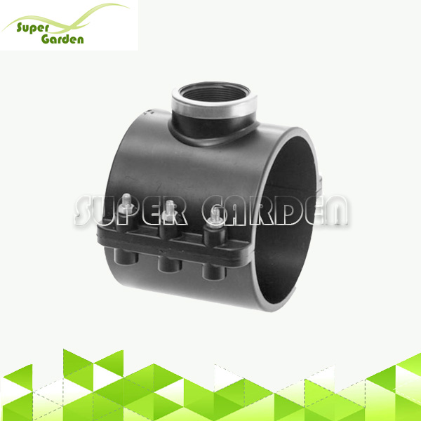 SGF9901 250mm pp pipe saddle clamp with metal ring for pe pipe
