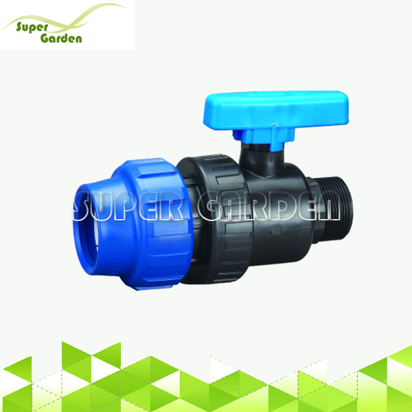 Quick release single union Pe compression male thread valve for Irrigation Pe Pipe